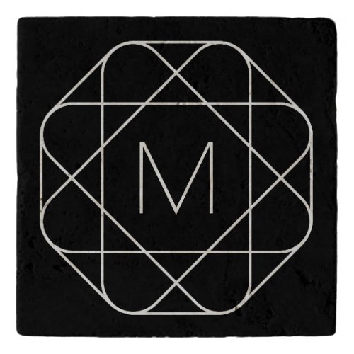 Black  White Geometric Monogram Trivet