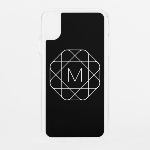 Black  White Geometric Monogram iPhone XR Case
