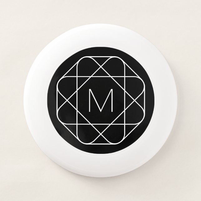 Black & White Geometric Monogram Wham-O Frisbee (Front)