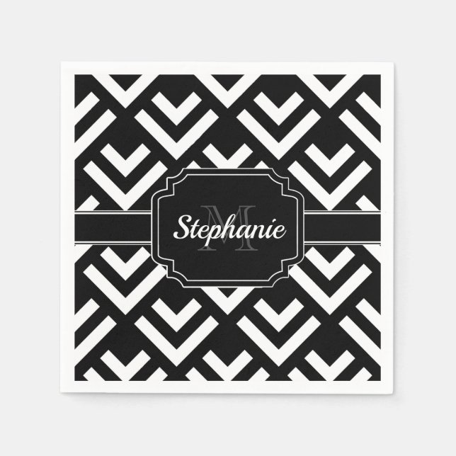 Black & White Geometric Napkins (Front)