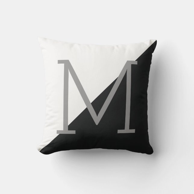 black & white geometric outdoor pillow (Front)
