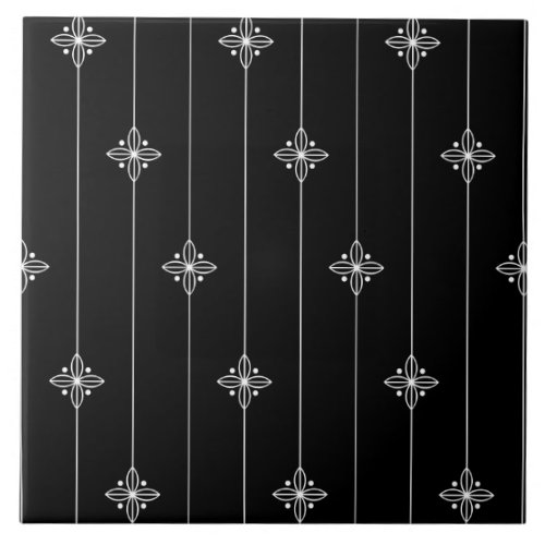 Black White Geometric Pattern Ceramic Tile