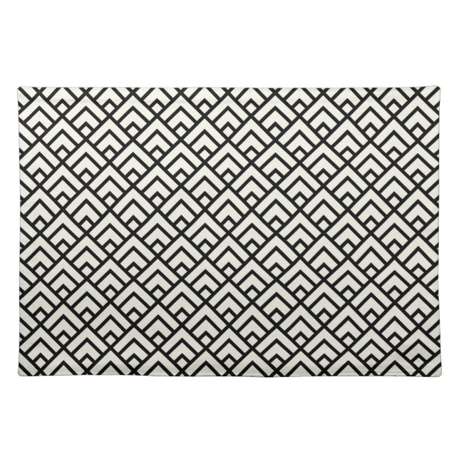 Black & White Geometric Pattern Cloth Placemat (Front)