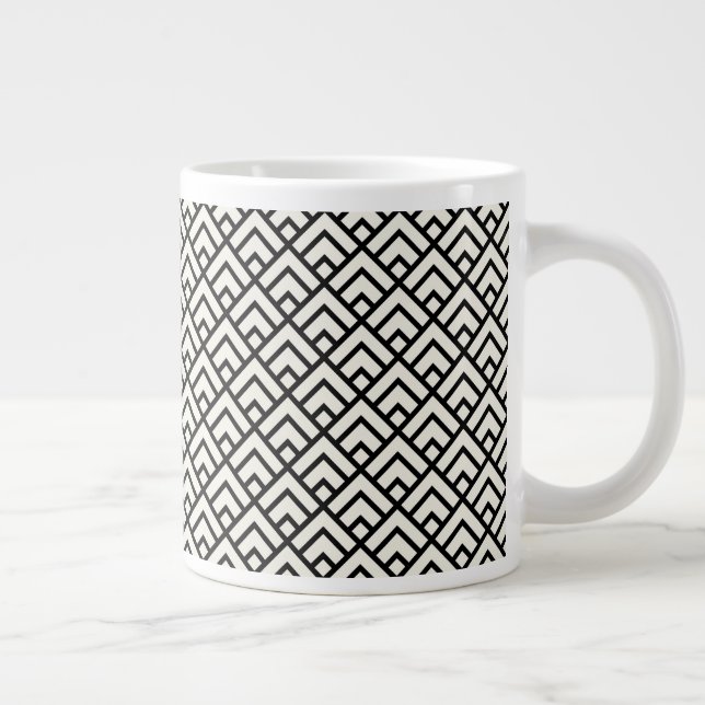 Black & White Geometric Pattern Giant Coffee Mug (Right)