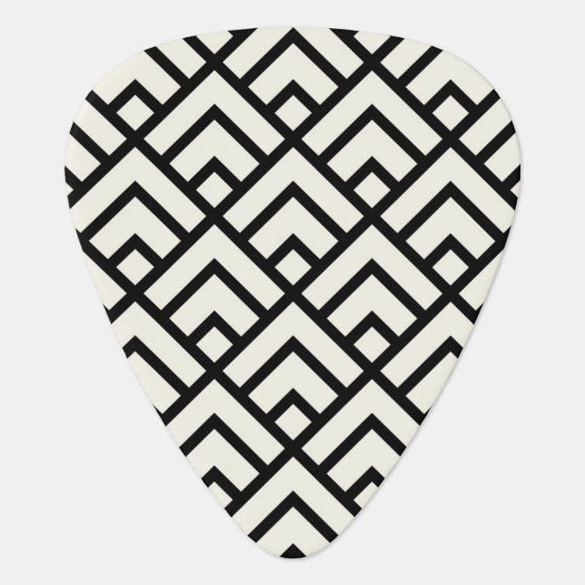 Black & White Geometric Pattern Guitar Pick (Front)