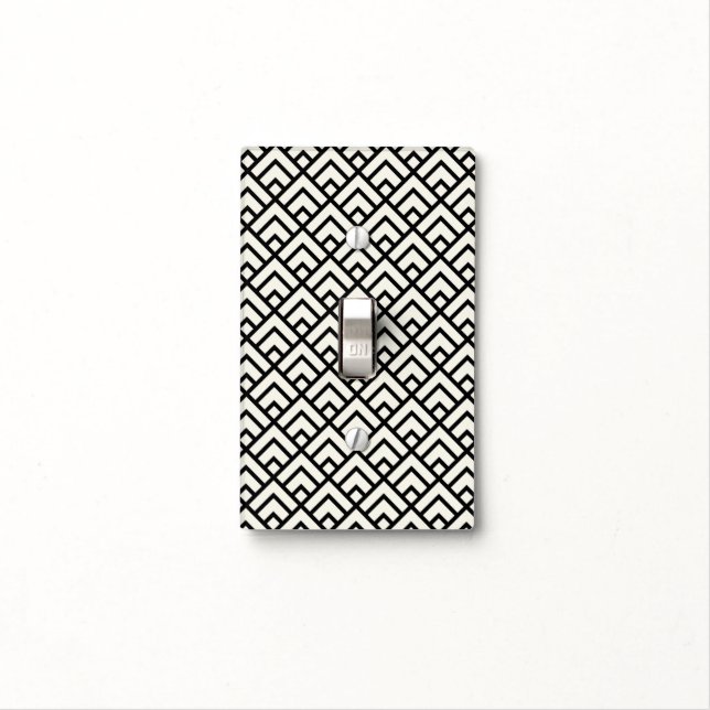 Black & White Geometric Pattern Light Switch Cover (In Situ)