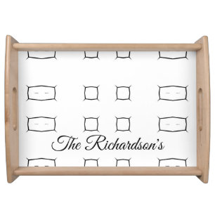 Black White Geometric Pattern Minimal Abstract Serving Tray