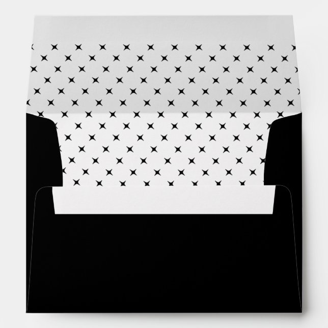 Black white geometric pattern monogram wedding envelope (Back (Bottom))