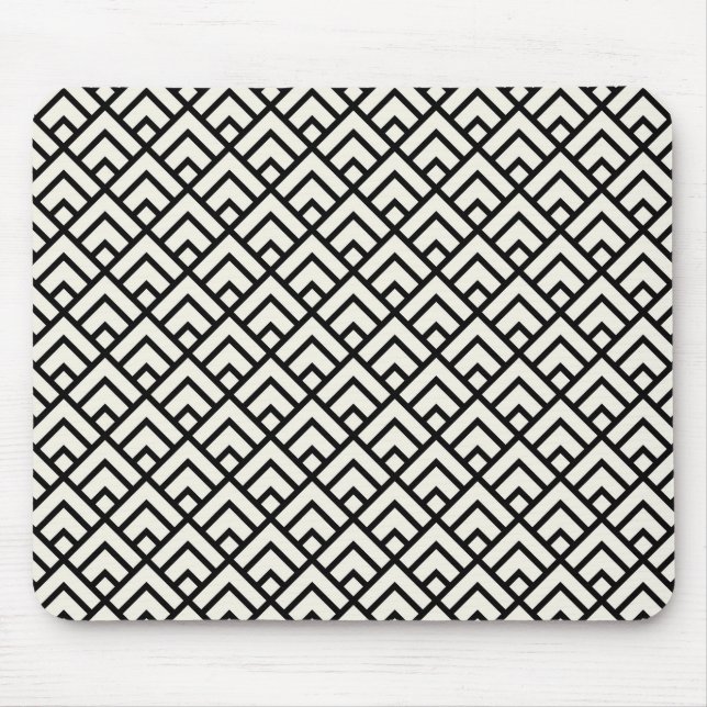 Black & White Geometric Pattern Mouse Pad (Front)
