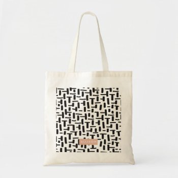 Black White Geometric Pattern Personalized Name Tote Bag by Lovewhatwedo at Zazzle