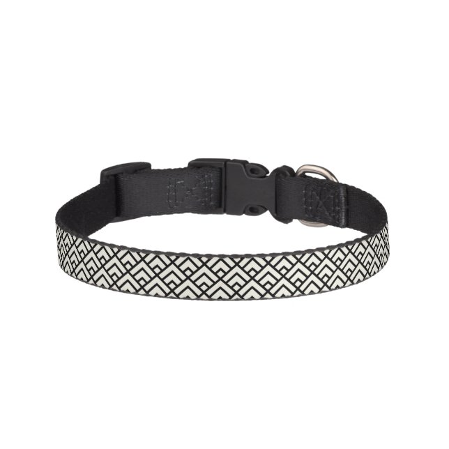 Black & White Geometric Pattern Pet Collar (Front)