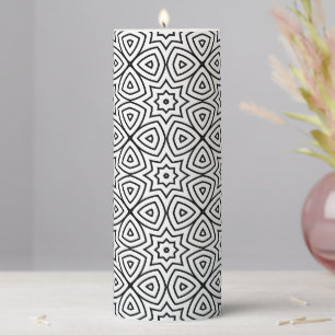 Black & White Geometric Pattern Pillar Candle
