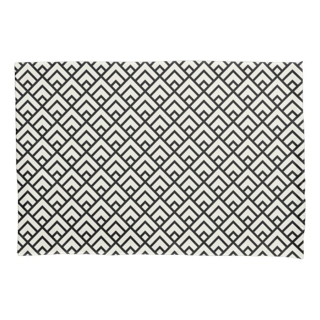 Black & White Geometric Pattern Pillow Case (Front-Left)