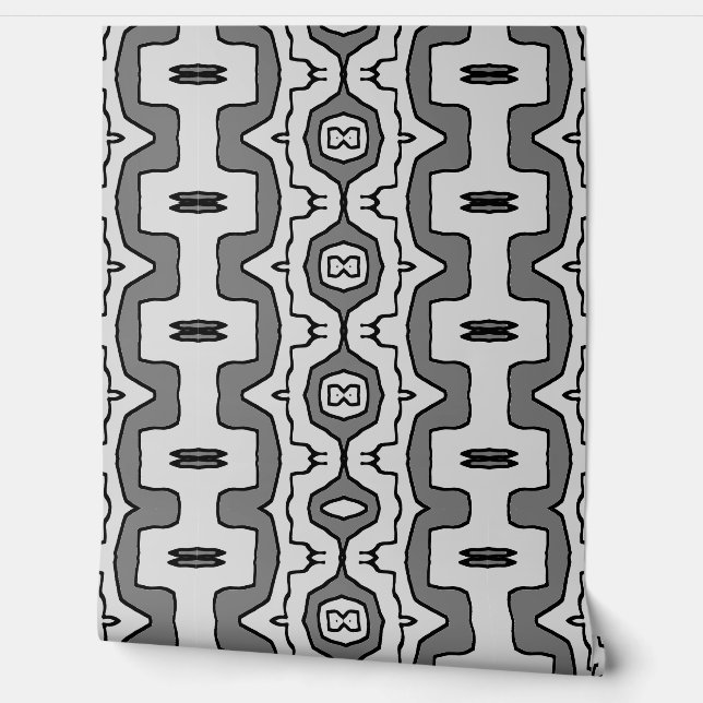 Black white geometric pattern"Ratti_Creative_Arts" Wallpaper (Unrolling)