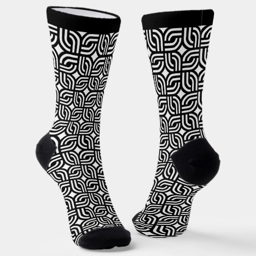 Black White Geometric  Pattern Socks
