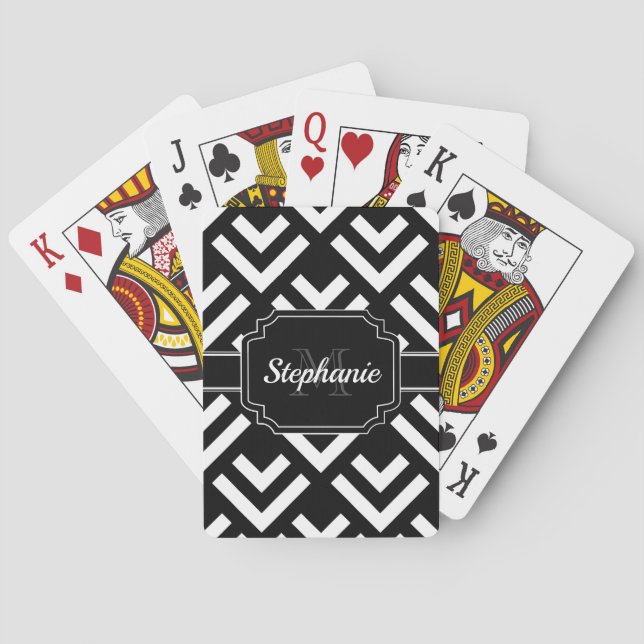 Black & White Geometric Poker Cards (Back)