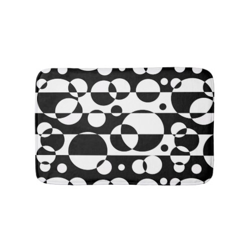 Black White Geometric Polka Dot Circle Abstract Bath Mat