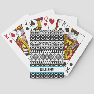 Black White Geometric Polynesian Tribal Monogram Poker Cards