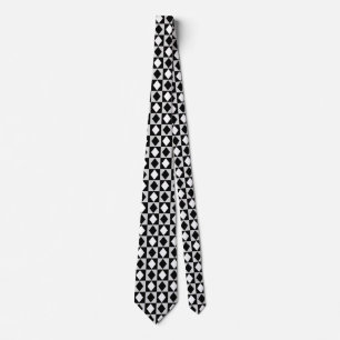 Black White Geometric Rhombus Diamond Neck Tie