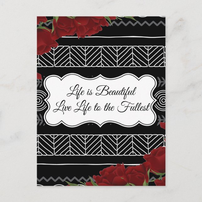 Black/White Geometric Rose Postcard Designer (Front)