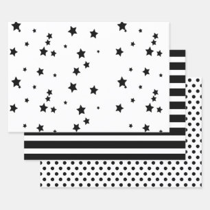 Black & White Geometric Shapes  Wrapping Paper Sheets