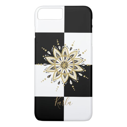 Black  White Geometric Square  Circle Mandala 2a iPhone 8 Plus7 Plus Case