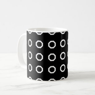 Black White Geometric Square Octagon Pattern Coffee Mug