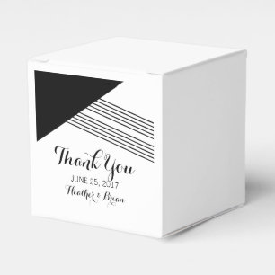 Black White Geometric Stripe Favor Boxes