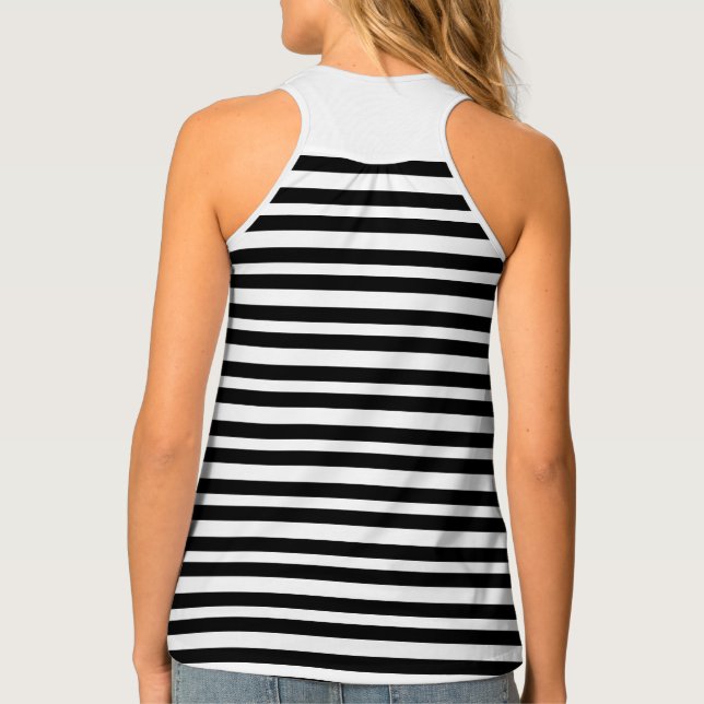 Black White Geometric Stripes Tank Top (Back)