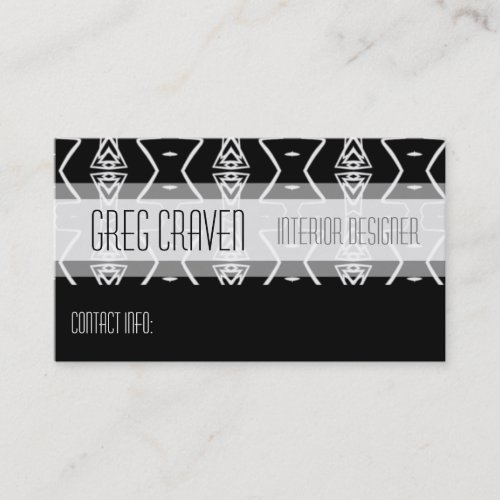 Black  White Geometric Triangles Business Card