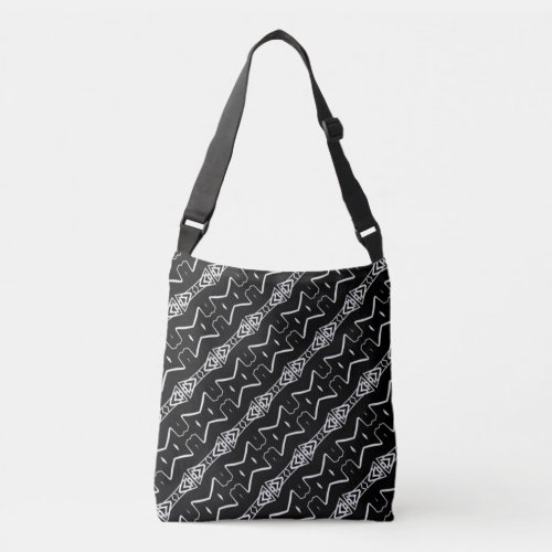 Black  White Geometric Triangles Cross Body Bag