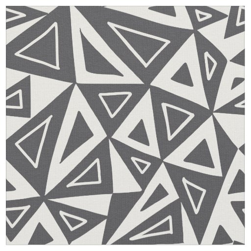 Black White Geometric Triangles Fabric