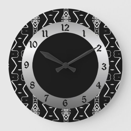 Black  White Geometric Triangles Wall Clock 2