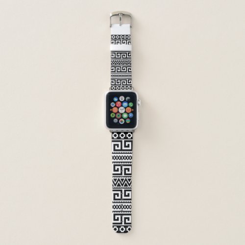 Black White Geometric Tribal Pattern Aztec Boho Apple Watch Band