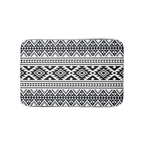 Black White Geometric Tribal Pattern Aztec Boho Bath Mat
