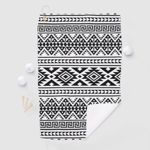 Black White Geometric Tribal Pattern Aztec Boho Golf Towel