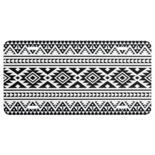 Black White Geometric Tribal Pattern Aztec Boho License Plate