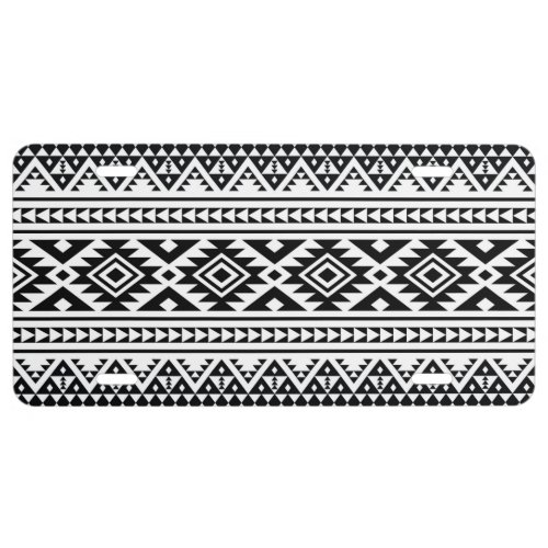 Black White Geometric Tribal Pattern Aztec Boho License Plate