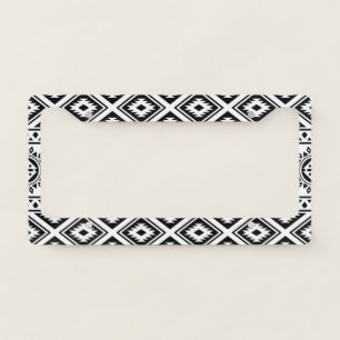 Black White Geometric Tribal Pattern Aztec Boho License Plate Frame