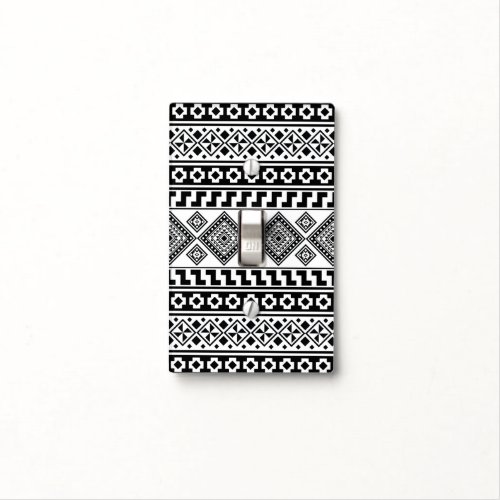 Black White Geometric Tribal Pattern Aztec Boho Light Switch Cover