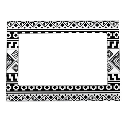 Black White Geometric Tribal Pattern Aztec Boho Magnetic Frame
