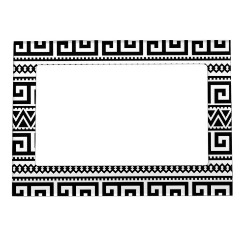 Black White Geometric Tribal Pattern Aztec Boho Magnetic Frame