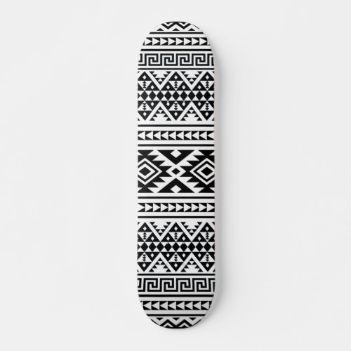 Black White Geometric Tribal Pattern Aztec Boho Skateboard