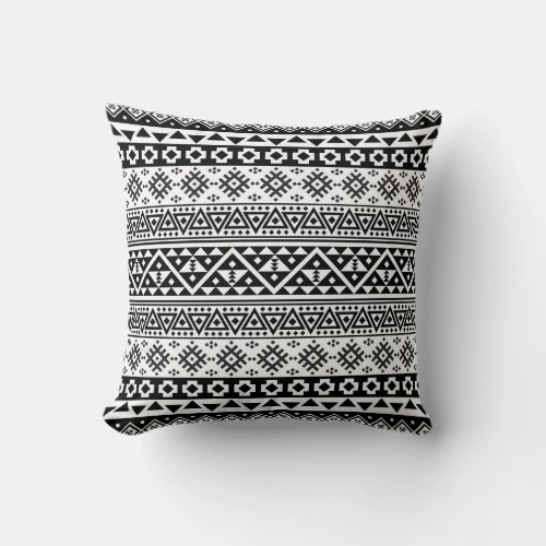 Black White Geometric Tribal Pattern Aztec Boho Throw Pillow