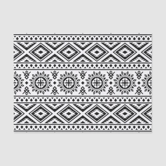 Black White Geometric Tribal Pattern Aztec Boho Tissue Paper (Front)