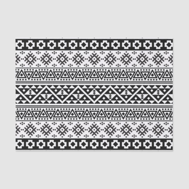 Black White Geometric Tribal Pattern Aztec Boho Tissue Paper (Front)