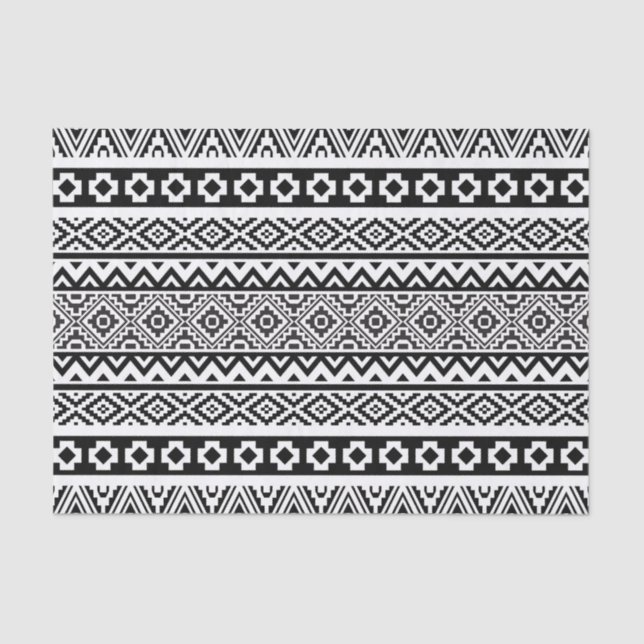 Black White Geometric Tribal Pattern Aztec Boho Tissue Paper (Front)