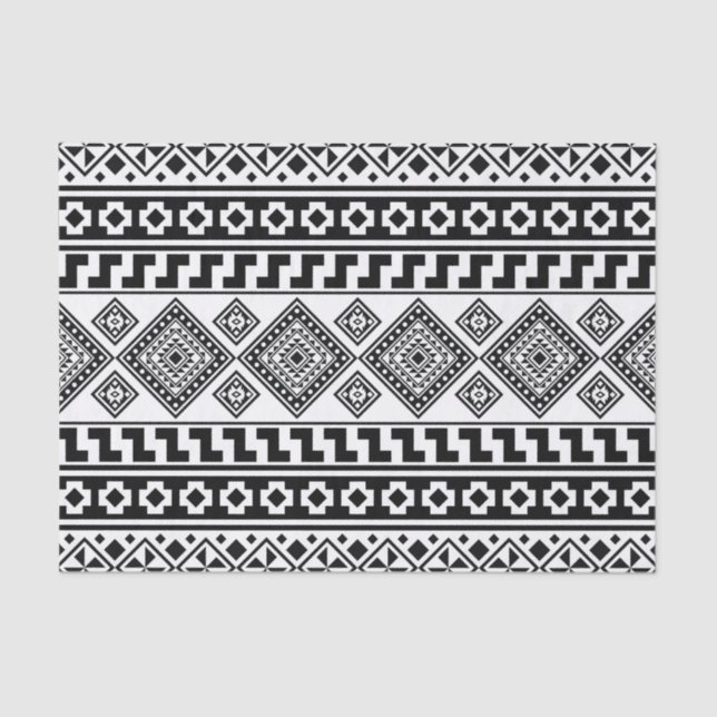 Black White Geometric Tribal Pattern Aztec Boho Tissue Paper (Front)