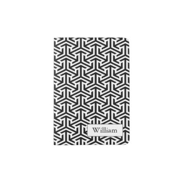 black white geometrical pattern passport holder