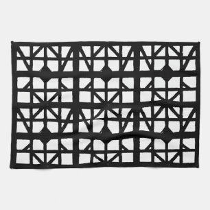 Black & White German Half-Timbered House Pattern Kitchen Towel